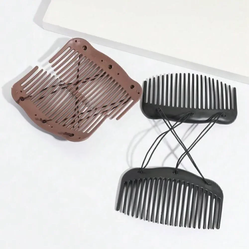 Black Double Hair Comb Elastic Bun Updo